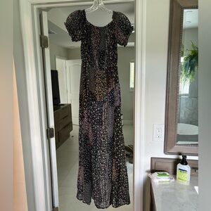 Lulus floral patchwork sheer dress